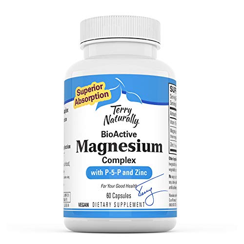 Terry Naturally BioActive Magnesium Complex - 60 Capsules - Vitamin B6, Zinc & Magnesium Supplement - Supports Heart Health - Non-GMO, Gluten Free, Kosher - 60 Servings