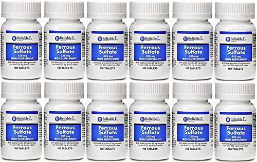 Ferrous Sulfate Iron 325 mg Generic for Feosol 100 Tablets Pack of 12