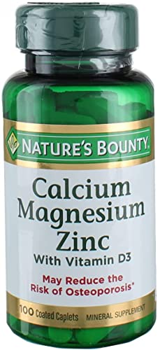 Nb VIT Cal/Mag/Zinc Size 100s Nature's Bounty Calcium-Magnesium-Zinc Caplets 100 Count