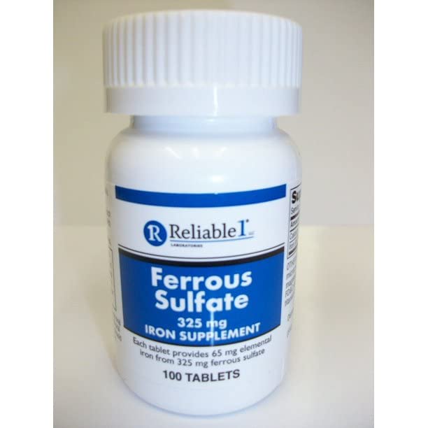 Iron Supplement Ferrous Sulfate 325mg by Reliable 1 | Iron Pills for Women and Men | Iron Supplements for Anemia and Iron Deficiency | 100 Iron Tablets per Bottle