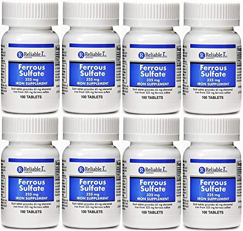 Ferrous Sulfate Iron 325 mg Generic for Feosol 100 Tablets PACK of 8
