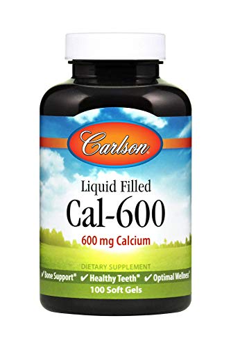 Carlson - Cal-600, 600 mg Calcium, Bone Support, Healthy Teeth & Optimal Wellness, 100 Softgels