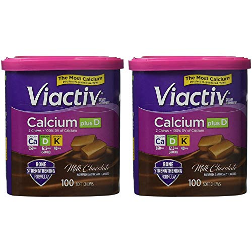 Viactiv Calcium Supplement Soft Chews, Milk Chocolate, 100-Count (Pack of 2)