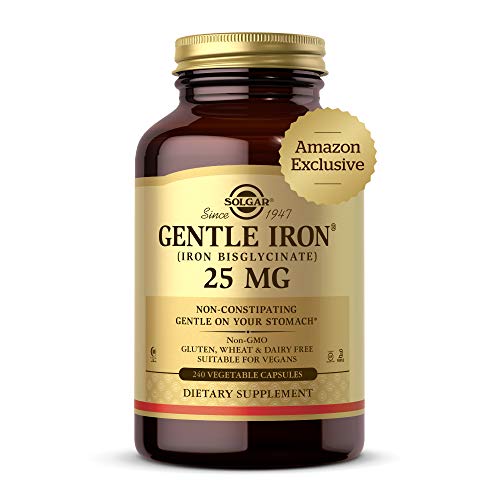 Solgar Gentle Iron, 240 Vegetable Capsules - Ideal for Sensitive Stomachs - Non-Constipating  - Red Blood Cell Supplement - Non GMO, Vegan, Gluten Free, Dairy Free, Kosher - 240 Servings
