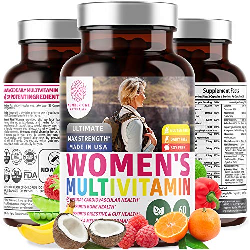 N1N Premium Daily Multivitamins for Women, 30+ Potent Vitamins, Minerals and Herbs with Echinacea, Selenium, Cranberry, Spirulina, Lycopene and Lutein for Immunity and Energy, 60 Veg Caps