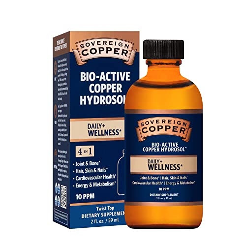 Sovereign Copper Bio-Active Copper Hydrosol, Daily+ 4-in-1 Wellness Supplement for Joint and Bone*, Hair, Skin and Nails*, Cardiovascular Health* and Energy and Metabolism Support*