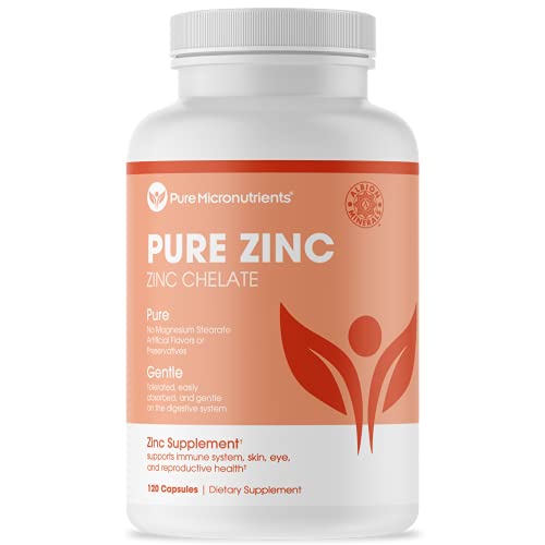Pure Zinc Supplement, Natural Zinc Glycinate Supplements, (Chelated) 25mg, 120 - Pure Micronutrients