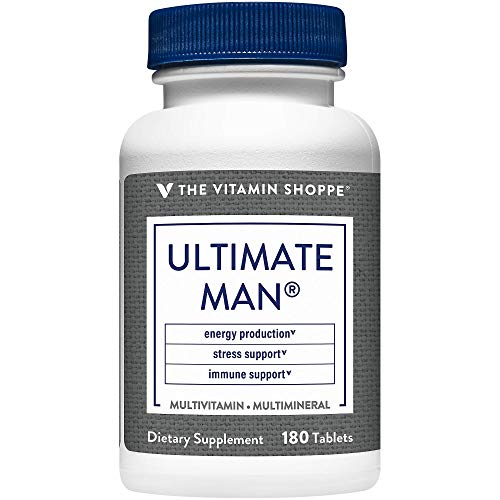 The Vitamin Shoppe Ultimate Man Multivitamin, High Potency Multi - Energy & Antioxidant Blend, Daily Multi-Mineral Supplement for Optimal Men's Health, Gluten & Dairy Free (180 Tablets)