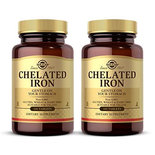 Solgar Chelated Iron, 100 Tablets - Highly Absorbable Iron - Gentle on Your Stomach - Cardiovascular Support - Vegan, Gluten Free, Dairy Free, Kosher - 100 Servings