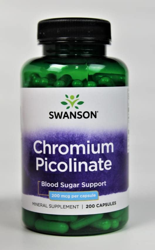 Swanson Chromium Picolinate - Natural Supplement Promoting Metabolism & Weight Management - Supports Healthy Blood Sugar Levels Already Within Normal Range - (200 Capsules, 200mcg Each)
