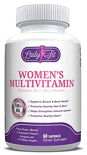 Lady Fit - Women's Daily Multivitamin Supplement. Vitamins and Minerals. Chromium, Magnesium, Biotin, Zinc, Calcium, Green Tea. Antioxidant Properties for Women