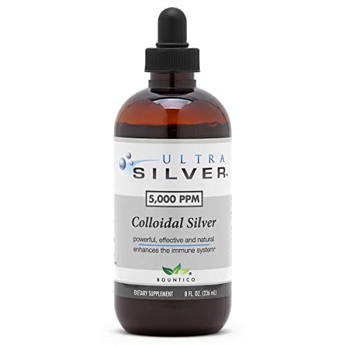 Ultra Silver® Colloidal Silver | 5,000 PPM, 8 Oz (236mL) | Ships as (2) 4 Ounce Glass Bottles | Mineral Supplement | True Colloidal Silver - with Dropper