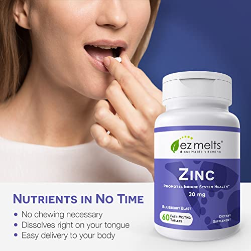 EZ Melts Dissolvable Zinc Supplement 30 mg, Sugar-Free, 2-Month Supply