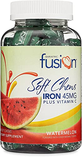 Bariatric Fusion Iron Soft Chew with Vitamin C | Watermelon Flavored | Iron Supplement Chewy Vitamin for Bariatric Patients Including Gastric Bypass and Sleeve Gastrectomy | 60 Count | 2 Month Supply