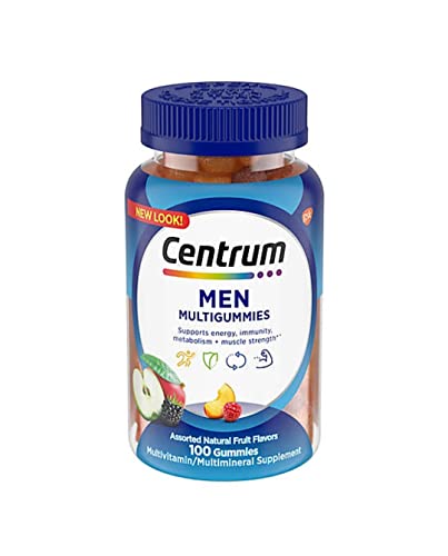 Centrum MultiGummies Gummy Multivitamin for Men, Multivitamin/Multimineral Supplement with Selenium, Antioxidants and Vitamin D3, Assorted Fruit Flavor - 100 Count