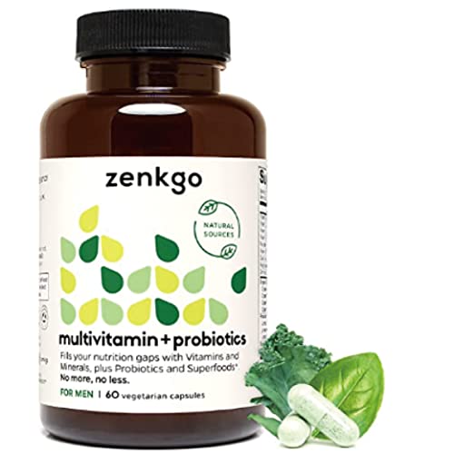 Zenkgo Women's Vitamins + Probiotics 25B CFU + Organic Whole Foods, Supports Immunity, Digestion, Energy, Daily Vitamins A, E, B6, B12, Vegan D3, K2 (MK-7), Folate, Minerals, Superfoods(60Ct/30Day)…