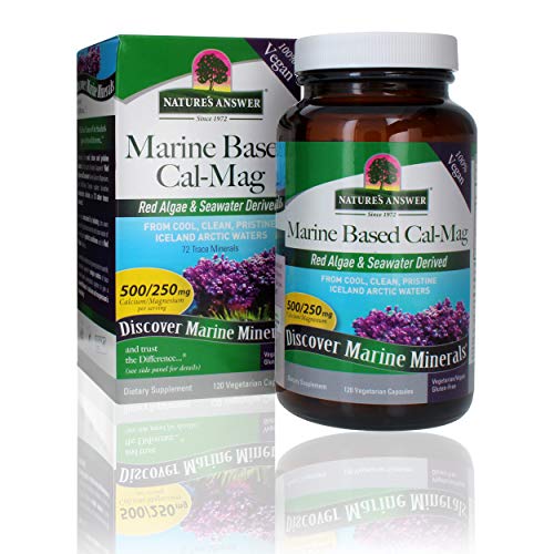 Nature's Answer Marine Based Calcium Magnesium, Super Concentrated 500mg | Plant Based | Red Algae & Seawater Derived | Alcohol-Free & Gluten-Free | Vegetarian Capsules 120ct