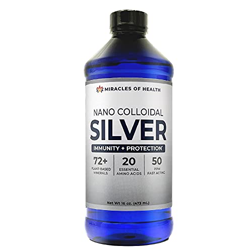 Miracles of Health Nano Colloidal Silver - 16 oz. | 50 ppm | Natural Colloidal Silver Infused in a 72+ Plant-Derived Liquid Mineral Base and 20 Essential Amino Acids for Daily Immune Support