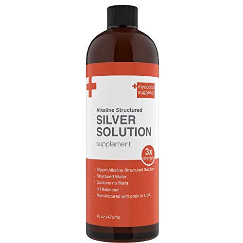 Structured Colloidal Silver Liquid Solution 30ppm Mineral Alkaline pH, Immune Support Supplement 16 Oz