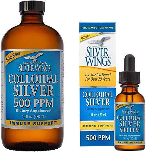 Natural Path Silver Wings Supplements. Colloidal Silver 500 ppm “Best Seller” (16 fl.oz / 480 ml) Immune Support + Colloidal Silver 500 ppm (1 fl.oz / 30 ml)