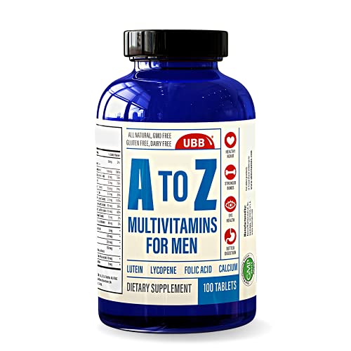 A to Z Multivitamin and Multimineral Supplement for Men - 3 Month Supply - Vitamins A C D E K B1 B2 B6 B12 Magnesium Calcium Biotin Potassium Zinc - Antioxidants for Heart & Immune Health (100 Count)