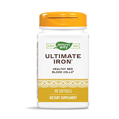 Nature’s Way Ultimate Iron Healthy Red Blood Cells* 50 mg per Serving Gluten-Free 90 Softgels