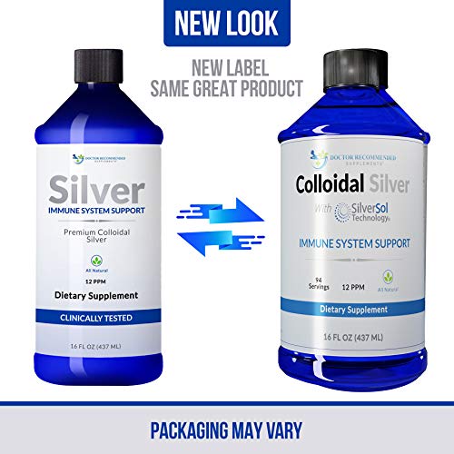 Colloidal Silver Liquid - 12 PPM Premium Silver Solution, 60 MCG Per Serving, All Natural, Vegan Immune System Support, Ionic Silver Water Daily Mineral Supplement 16 Fl oz, 96 Servings
