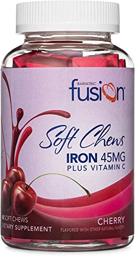 Bariatric Fusion Iron Soft Chew with Vitamin C | Cherry Flavored | Iron Supplement Chewy Vitamin for Bariatric Patients Including Gastric Bypass and Sleeve Gastrectomy | 60 Count | 2 Month Supply