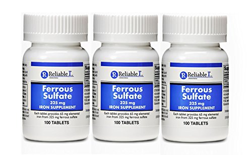Ferrous Sulfate Iron 325 mg Generic for Feosol 100 Tablets Pack of 3