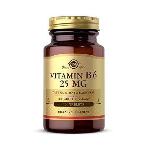 Solgar Vitamin B6 25 mg, 100 Tablets - Supports Energy Metabolism, Heart Health & Healthy Nervous System - B Complex Supplement - Vegan, Gluten Free, Dairy Free, Kosher - 100 Servings