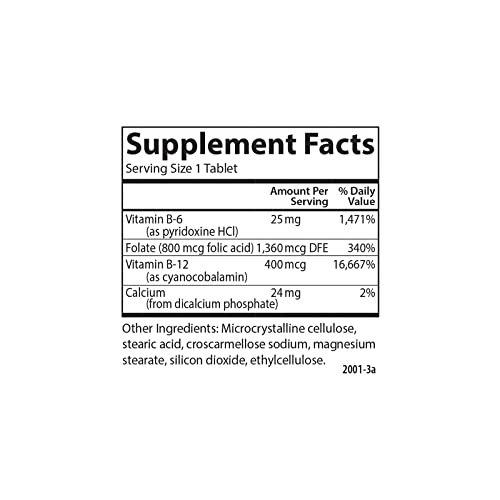 Carlson - Tri-B, Vitamin B Complex, 25 mg Vitamin B-6, 400 mcg Vitamin B-12, Folic Acid Energy Pills, Promote Cardiovascular Health, B Complex Vitamins, B12 Supplement, B Vitamin Complex, 120 Tablets