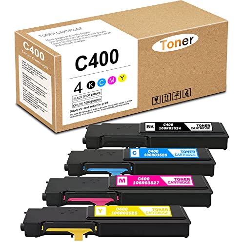 C400 Compatible 106R03524 106R03526 106R03527 106R03525 Toner Cartridge Replacement for Xerox C400 C400D C400DN C405 C405DN C405N Printer Toner.(1Black 1Cyan 1Magenta 1Yellow)