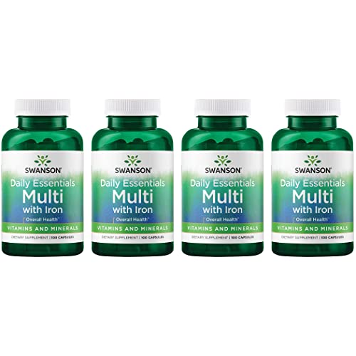 Swanson Multi and Mineral Daily Men's Women's Multivitamin Multimineral Health Supplement 100 Capsules (Caps) (4 Pack)