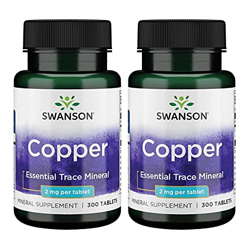 Swanson Copper Antioxidant Immune System Red Blood Cell Support Mineral Supplement (Copper chelate) 2 mg 300 Tabs (2 Pack)