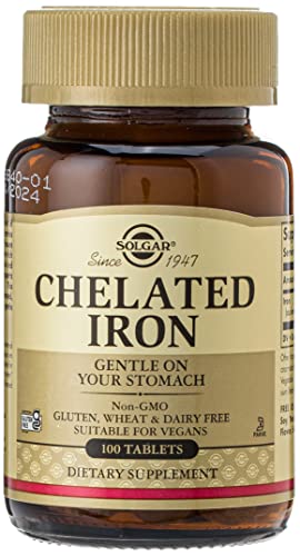 Solgar - Chelated Iron Tablets 100 Count, Promotes red Blood Cell Production & Produces Healthy Energy - 2 Pack