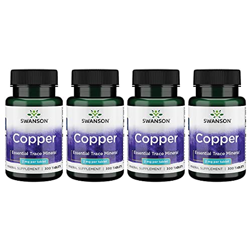 Swanson Copper Antioxidant Immune System Red Blood Cell Support Mineral Supplement (Copper chelate) 2 mg 300 Tabs (4 Pack)