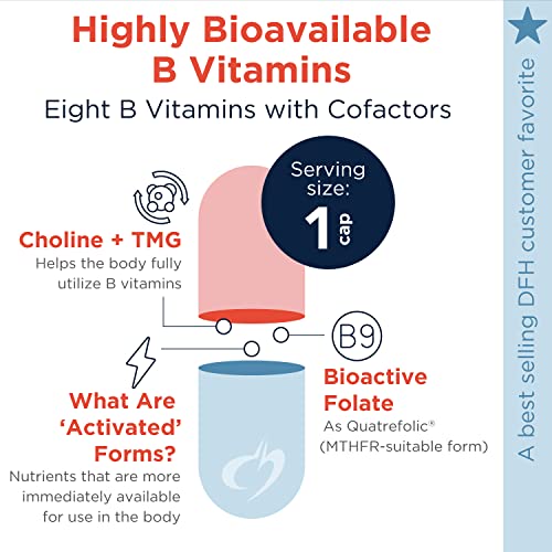 Designs for Health Vitamin B Supreme - Vitamin B Complex for Mood + Energy Support - Bioactive Methyl Folate, Methyl B12, Niacinamide + Thiamine B1 Supplement (90 Vegan Capsules)