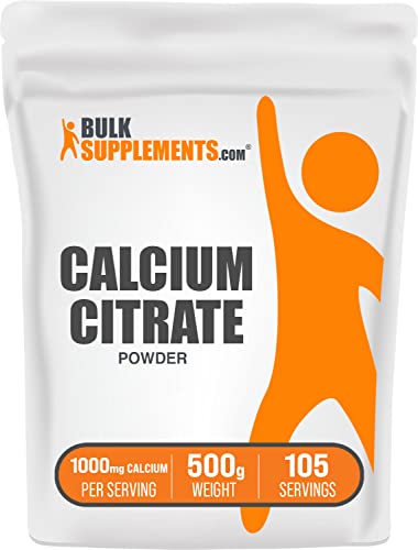 BulkSupplements.com Calcium Citrate Powder - Calcium Citrate Supplement - Calcium Powder Supplement - Calcium 1000mg - Calcium Supplement - 4760mg (1000mg Calcium) per Serving (500 Grams - 1.1 lbs)
