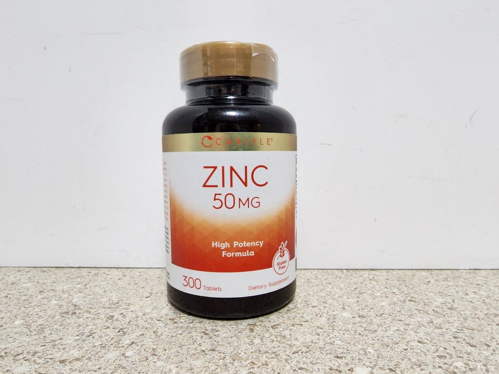 Zinc 50mg | 300 Tablets | Vegetarian, Non-GMO, and Gluten Free Supplement | Zinc Gluconate | High Potency Formula | by Carlyle