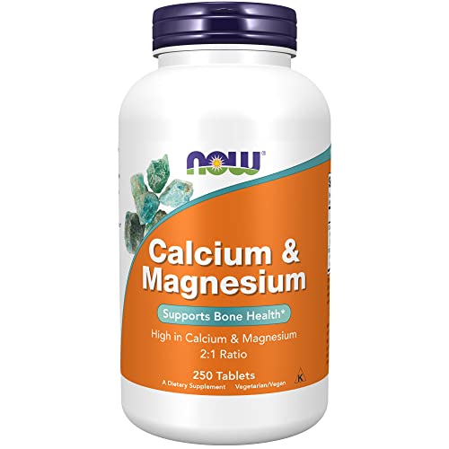 NOW Supplements, Calcium & Magnesium 2:1 Ratio, High Potency, Supports Bone Health*, 250 Tablets
