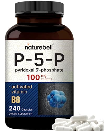 P5P Vitamin as Pyridoxal 5 Phosphate 100mg, 180 Capsules, Activated P5P Vitamin B6 Supplements, Support Brain Health & Memory Function, No GMOs