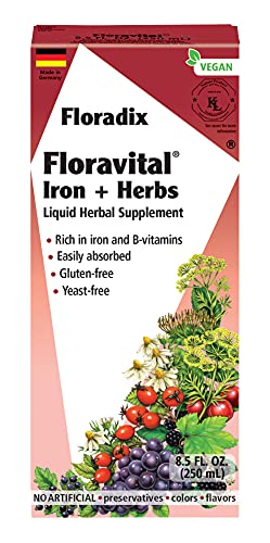 FLORA - Floravital Iron & Herbs, Gluten Free, Vegan, Liquid, by Salus, 8.5 Fl Oz