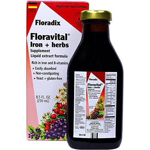 FLORA - Floravital Iron & Herbs, Gluten Free, Vegan, Liquid, by Salus, 8.5 Fl Oz