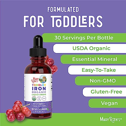 Iron Supplement for Toddlers | Liquid Iron Supplement for Children Ages 1-3 | Iron Supplement for Iron Deficiency | Sugar Free | Vegan | Non-GMO | Gluten Free | 2 Fl Oz