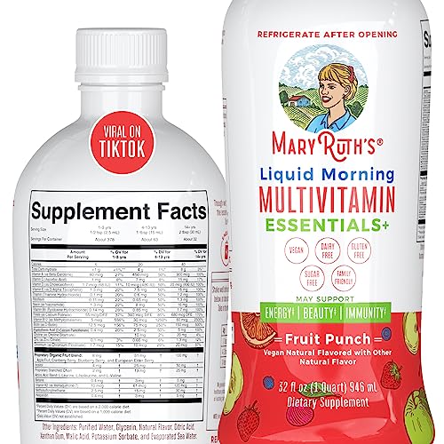 Multivitamin Multimineral for Women Men & Kids by MaryRuth's | No Added Sugar | Vegan Liquid Vitamins for Adults & Kids | Mens, Womens Multivitamin | Energy & Beauty Booster | Non-GMO | 32 Fl Oz