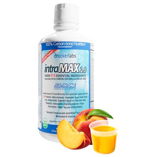 DRUCKER Labs - IntraMAX 2.0 - Organic Liquid Trace Minerals, Multivitamin and Multi-Nutritional Dietary Supplement (32 Ounces / 946 Milliliters, Peach Mango Flavor)