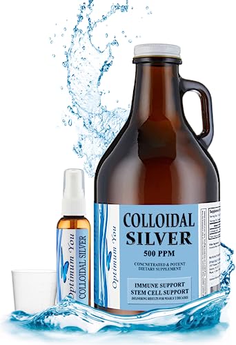 Extra Strength Colloidal Silver by Optimum You | 500 PPM (32 oz) with Spray Bottle - Immune & Stem Cell Support | Wound Care & Superior Healing | Family Size