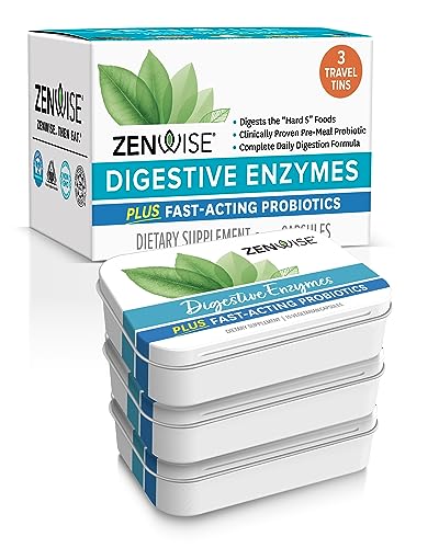 Zenwise Digestive Enzymes with Probiotics and Prebiotics for Digestive Health, Bloating Relief for Women and Men, Enzymes for Digestion with Bromelain & Lactase for Gut Health - 90 Count