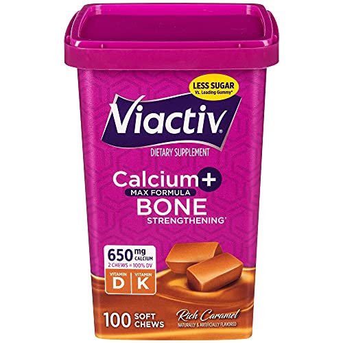 Viactiv Calcium Plus Vitamin D Supplement Soft Chews, Caramel, 100 Count