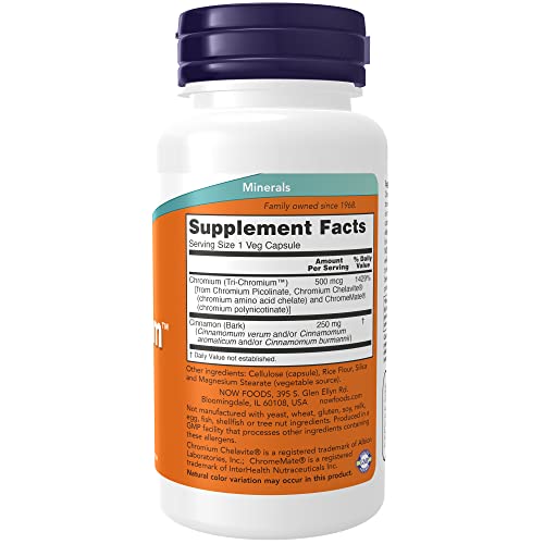 NOW Supplements, Tri-Chromium™ 500 mcg with Cinnamon, Insulin Co-Factor*